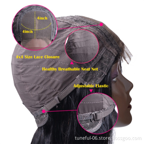 Tuneful 100% brazilian human hair wig halle 4x4 closure  kinky curl wig hot on sale fashion spiky hair and beautiful for you